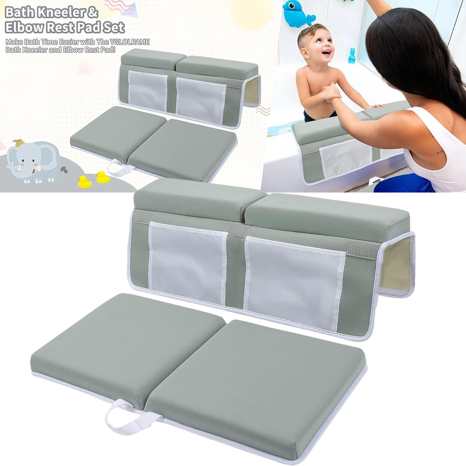 Ergonomisches Kniekissen mit sicheren Saugnäpfen und einfacher Aufbewahrung Dickes Baby Bade Kniepolster für die Badezeit von Kleinkindern Rutschfestes Badezubehör für Kleinkinder