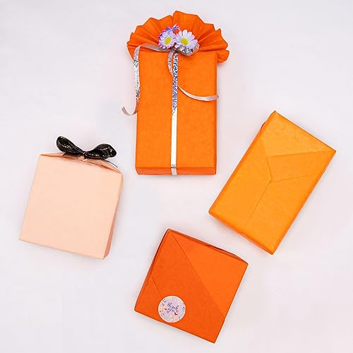 Miniatura 4 de MR FIVE 90 hojas de papel de seda naranja a granel, 14 x 20 pulgadas, papel de seda naranja para bolsas de regalo, bolsa de regalo de color otoñal,