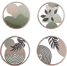 YunBey 4 Bohemian Round Wooden Wall Decorations | HD botanical patterns on round wood. Perfect for living room, bedroom, dining room