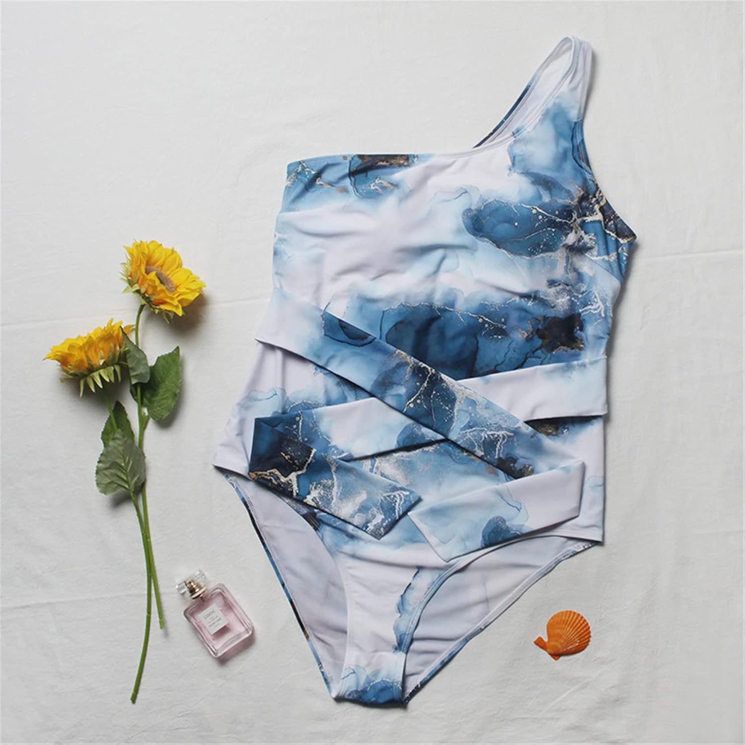 2022 Groothandel Fashion Design Zwart Single Schouder Bandage Een Stuk Driehoek