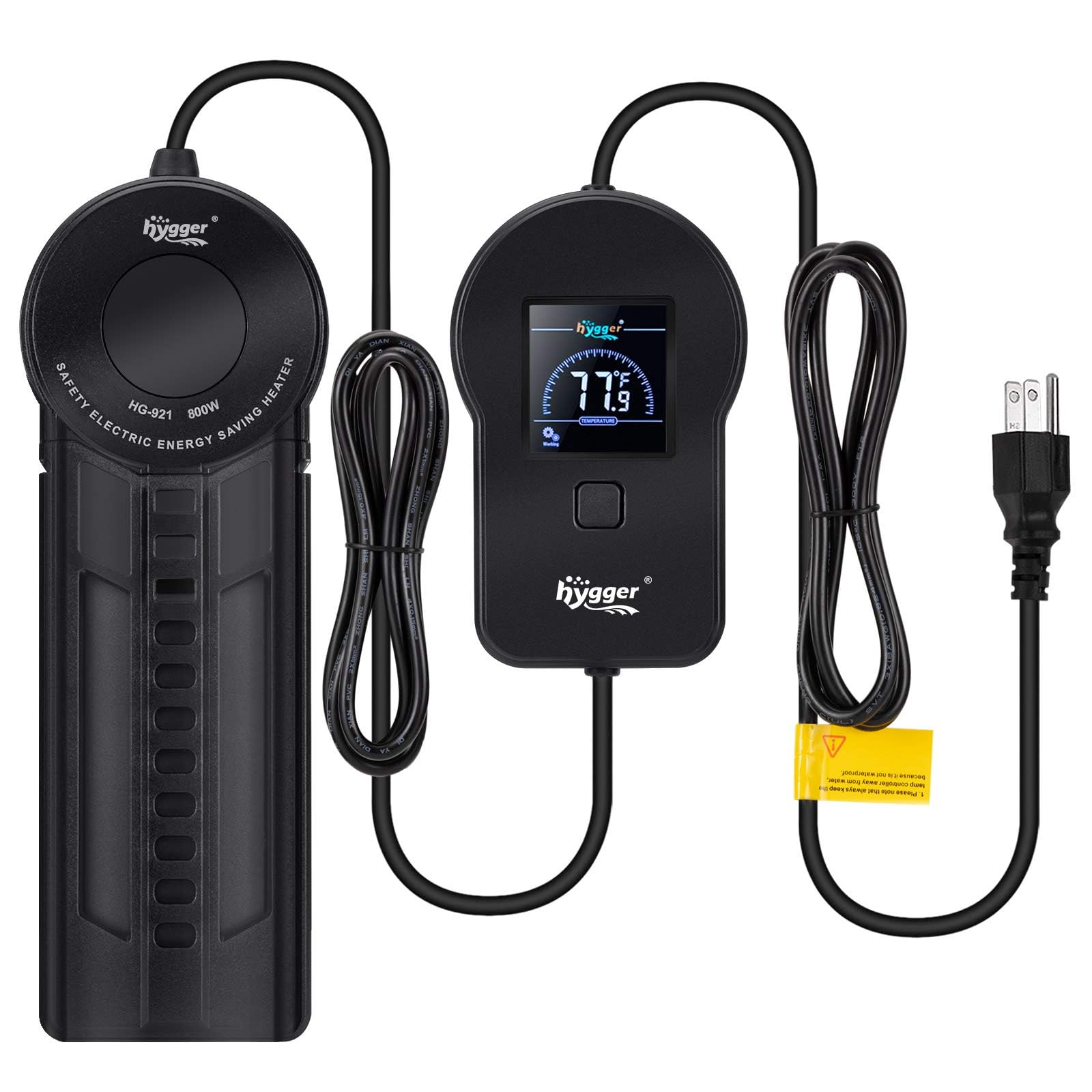 hygger Chauffage d'aquarium PTC, 800 W avec contrôleur de température numérique LED externe
