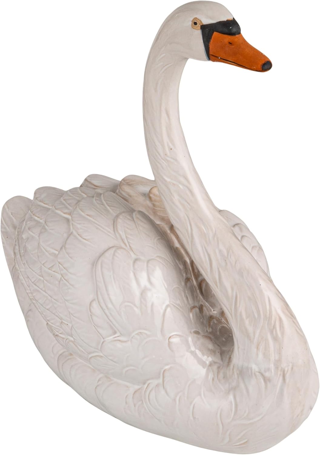 Creative Co-Op Stoneware Swan Decor, White, Black and Orange Color