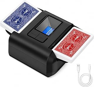Automatischer Kartenmischer mit Dual-Modi Wiederaufladbarer Schwarz | USB-C Tragbares Leises und Schnelles Mischgerät 1-2 Deck für Poker Rommé Texas Hold'em Bridge, Spieleabende, Reisen, Camping