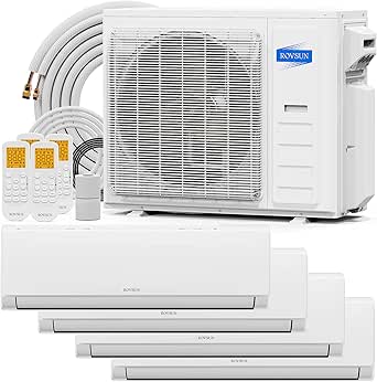 ROVSUN 4 Zone 38000 BTU (12K/12K/12K/12K) Mini Split AC/Heating System, 20 SEER2 Quad Zone Ductless Wall Mounted Air Conditioner with Pre-Charged Condenser, Heat Pump & 25Ft Line Set, 208-230V