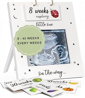 Sonogram Picture Frame - Weekly Fruit & Vegs Pregnancy Milestone, Pregnancy Tracker For Bump Growth, First Ultrasound Picture Frame, Pregnancy Gifts For Expecting Parents, Pregnancy Announcement