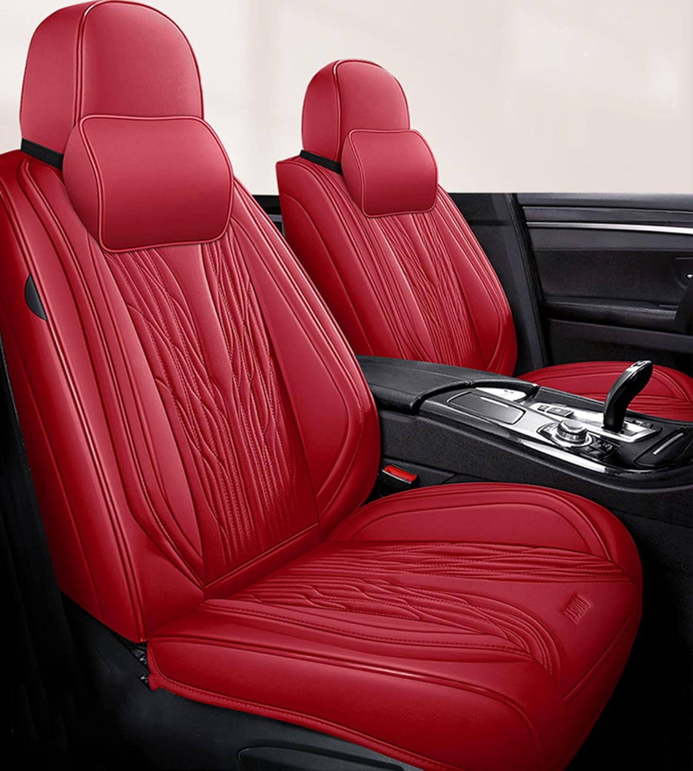 Car Seat Cover, Front Rear 5 Seat Full Set Universal Leather Four Seasons Pad Compatible Airbag Seat Protectors Watertight,F