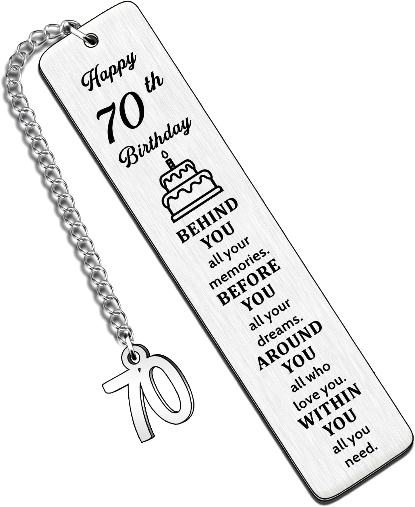 HULALA Happy 70th Bookmark Birthday Gifts for Women Men Best Friend Husband Wife Grandma Behind You All Your Memories Before You All Your Dreams