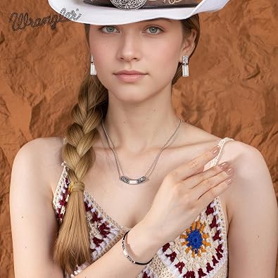 Wrangler Carved Floral Turquoise Necklace, Western Jewelry for Women