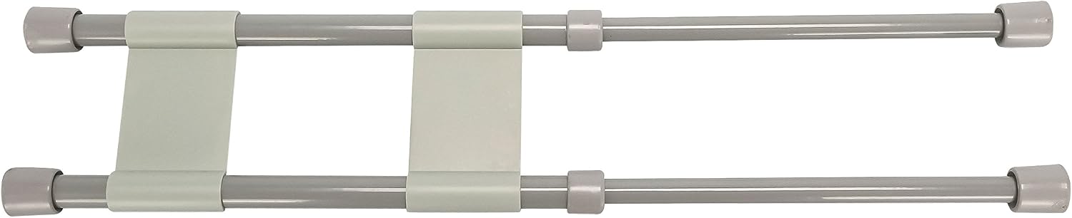 Camco 17" Double RV Cupboard Bar, Holds Food and Drinks in Place During Travel, Prevents Messy Spills, Extends Between 10" and 17" - Gray (44095)