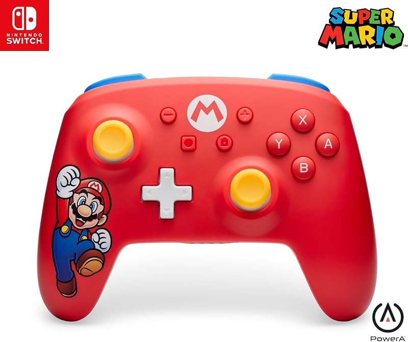 control inalámbrico PowerA para Nintendo Switch - Mario Joy, modelo Switch Lite/Switch-OLED, Nintendo Switch 2, funciona con pilas AA (batería incluida), Bluetooth, controles de movimiento, licencia oficial