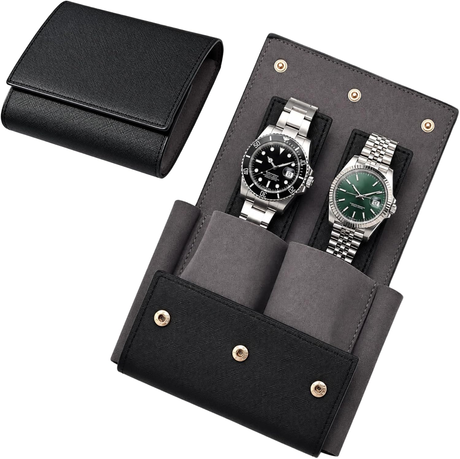 Travel Leather Watch Pouch, Watch Travel Case with Suede Lining