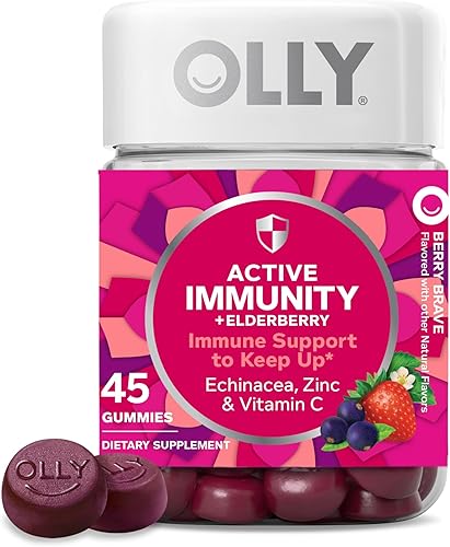 Olly Gummy Active Immunity+Elderberry, 45 gomitas (1 paquete), sabor a bayas