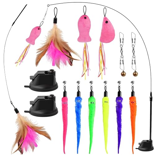 winbarry Juguetes Gatos,Pluma con Ventosa,Juguetes para Gatos con Campana,para Gato Jugar Solo Juguetes…