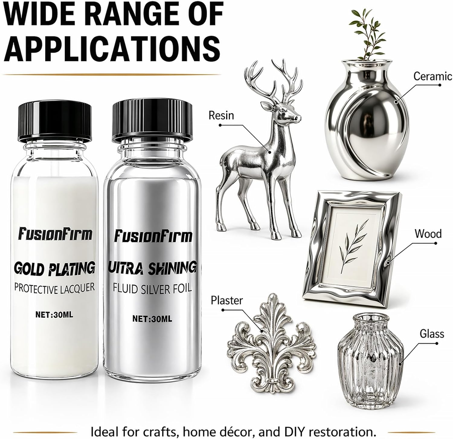 Liquid Leaf Paint - Alcohol-Based Airbrush Paint - High Gloss Finish Silver 1 Fl Oz