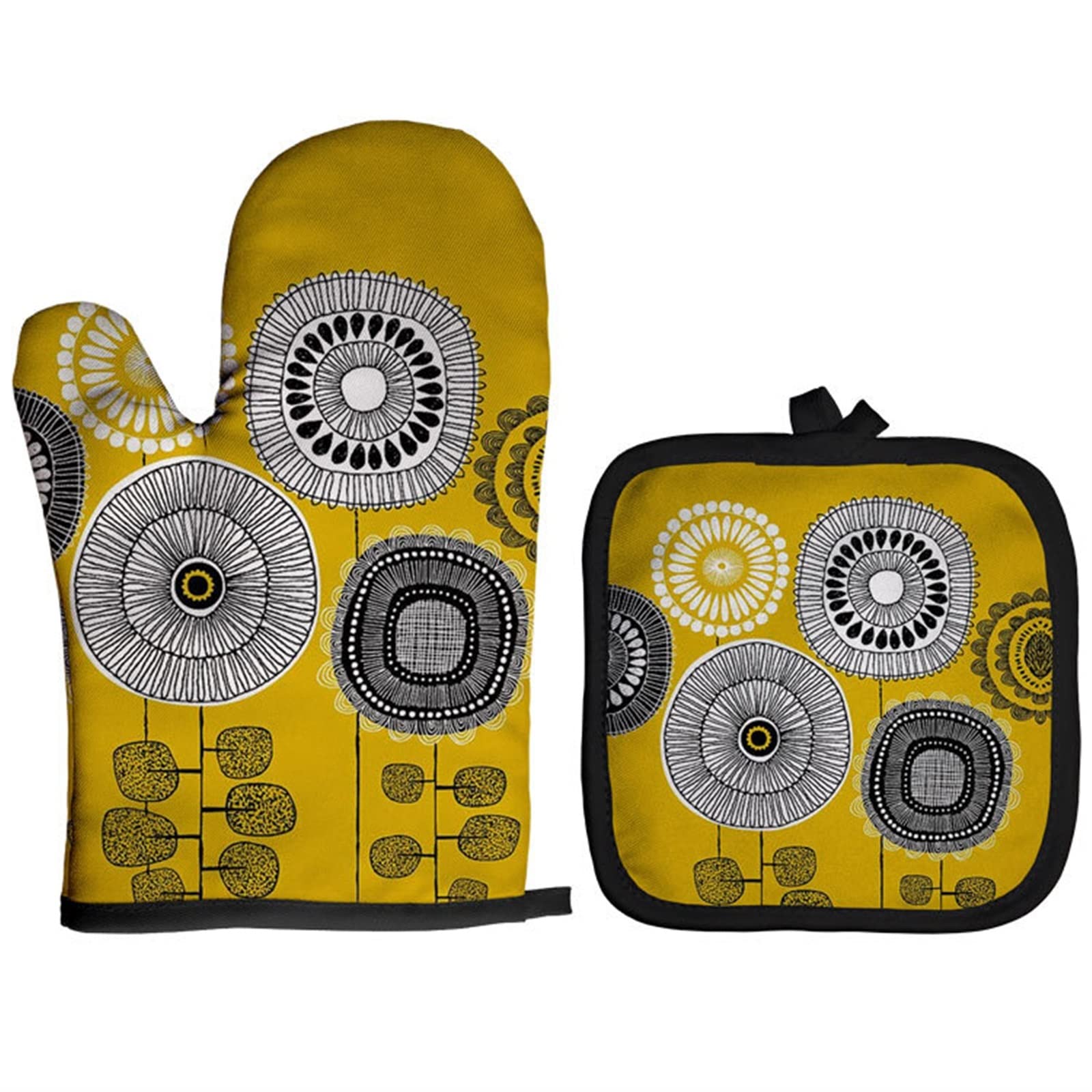Rękawice do pieczenia Dostosuj wzór vintage Rękawica do kuchenki mikrofalowej Pieczenie Rękawice odporne na ciepło Rękawice kuchenne Rękawice Terylene Potholders Akcesoria kuchenne (kolor: 2) (5)