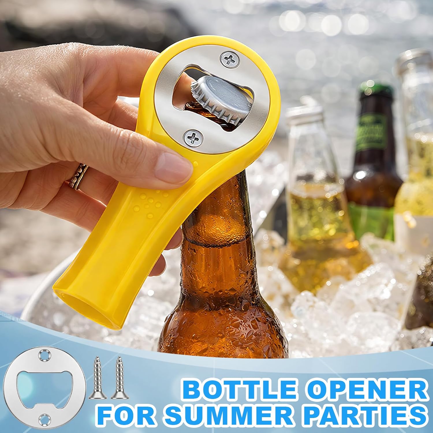 200 Set Bottle Opener Insert Bulk Stainless Steel Inserts Kit with Screws Silver Metal Beer Bottles Openers Beer Hardware Parts for DIY Resin Mould Kit Bottle Opener Fathers Day