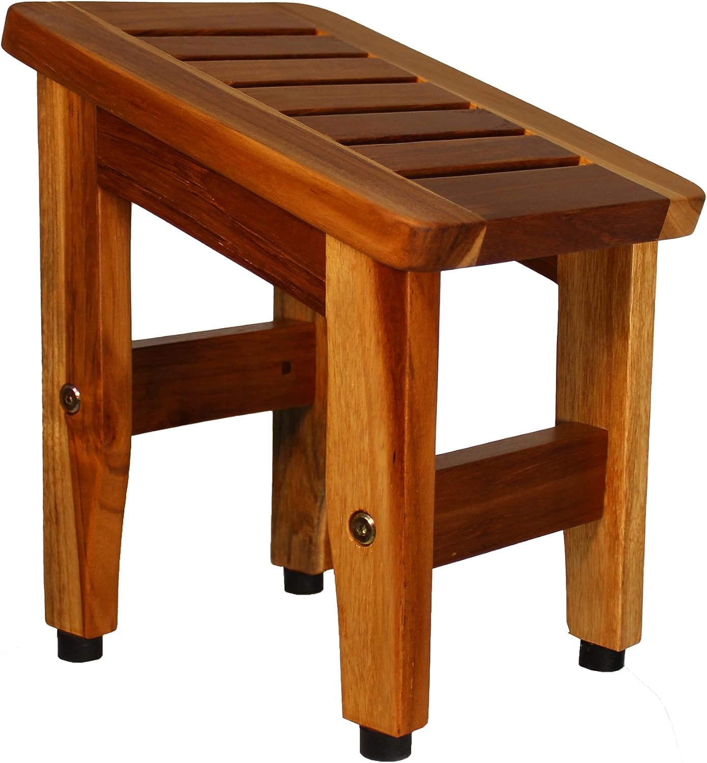 EcoDecors Small Teak Wood Shower Shaving Foot Rest, Shower Foot Rest, Small Shower