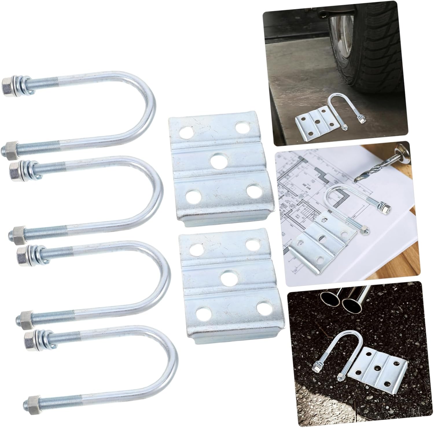 KICHOUSE 4PCS Trailer Parts Kit Bolts Leaf Spring Hangers and Axle U Bolt Set for RV and Boat Trailers
