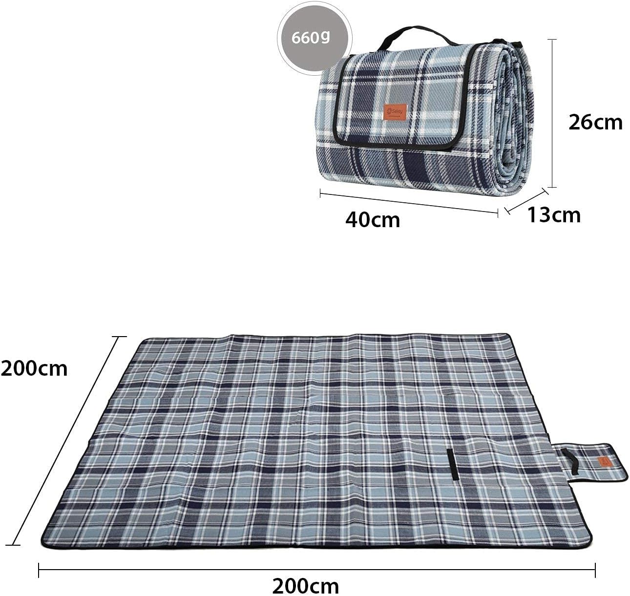 Sekey Picnic Blankets Sandproof 79"x79" Extra Large Beach Blankets - Beach mat Waterproof Foldable - Outdoor Picnic Mat Camping Blanket with Portable Handle- Outdoor Blanket for Camping, Park, Grass