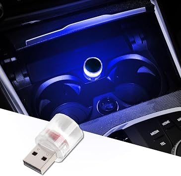 USB LED Car Interior Atmosphere Lamp, Universal Mini USB Led Lights for Car Decoration, Plug in LED Night Light Mini USB LED Light Fit for Cars, Bedrooms Blue