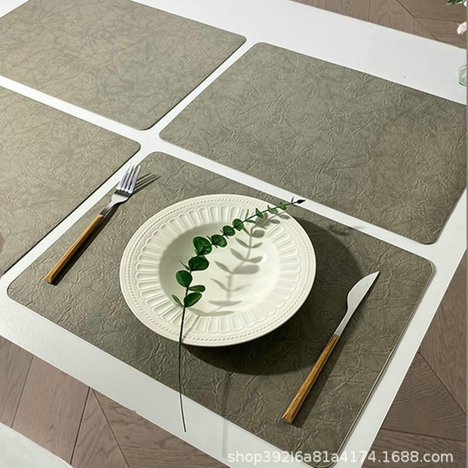 6 Pezzi Tovagliette Lavabili, 30 x 43 CM Verde Tovaglietta Lavabile Ristorante Rettangolare Pelle, Rettangolo con Tinta Unita