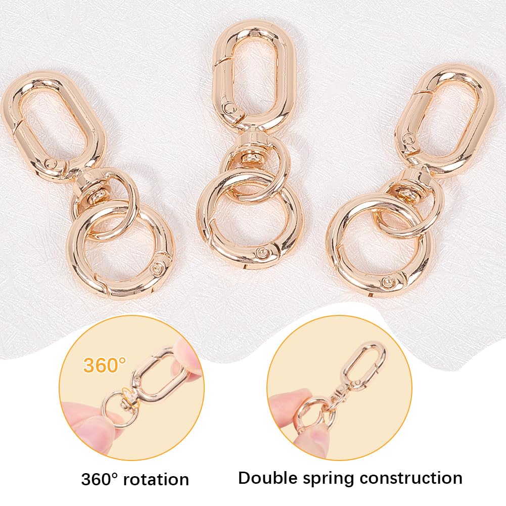 SOFPLATE 1 Box 8 Sets Double Swivel Clip Metal Swivel Snap Hooks Light Gold Trigger Spring Gate Rings Keychain Alloy Oval Opening Keyring Buckle Clasp for DIY Making Keychains Lanyards Purses Crafts - Image 4