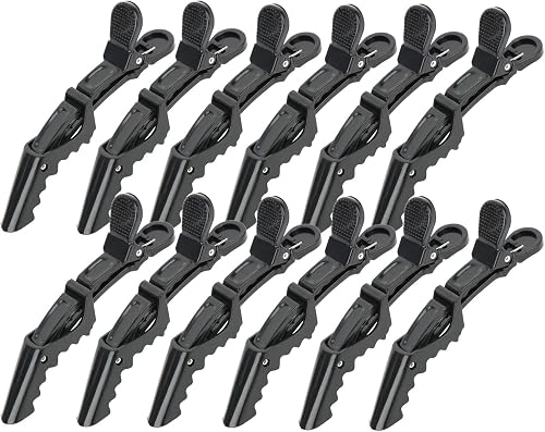 12Pcs Black Hair Clips for Styling Sectioning, Alligator Hair Clips Salon Hair Clips Professional Alligator Clips for Hair, Hair Styling Clips Hair Accessories for Women