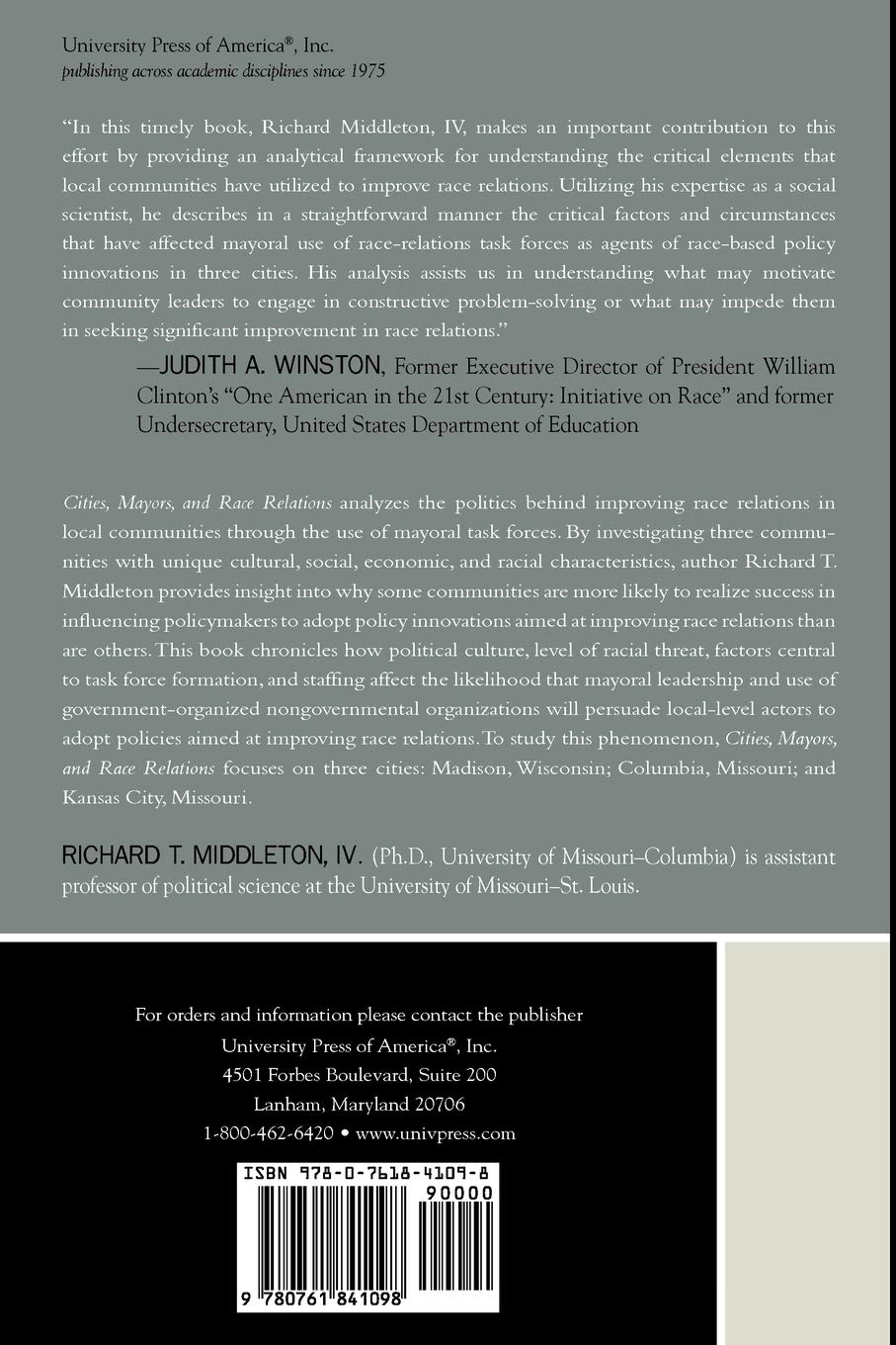 Cities, Mayors, and Race Relations: Task Forces as Agents of Race-Based Policy Innovations
