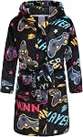 Kids Robe Boys Hooded Fleece Sleep Robe Boys Soft Pajamas Bathrobe