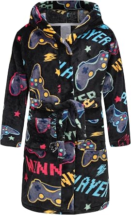 Girls Fleece Robe Boys Hooded Bathrobe Soft Flannel Robe For Kids