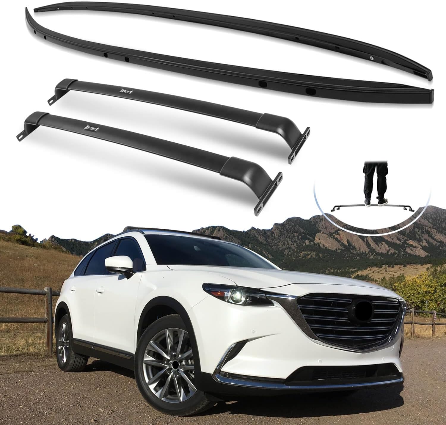 Heavy Duty 220LBS Roof Racks & Side Rails Fit for Mazda CX9