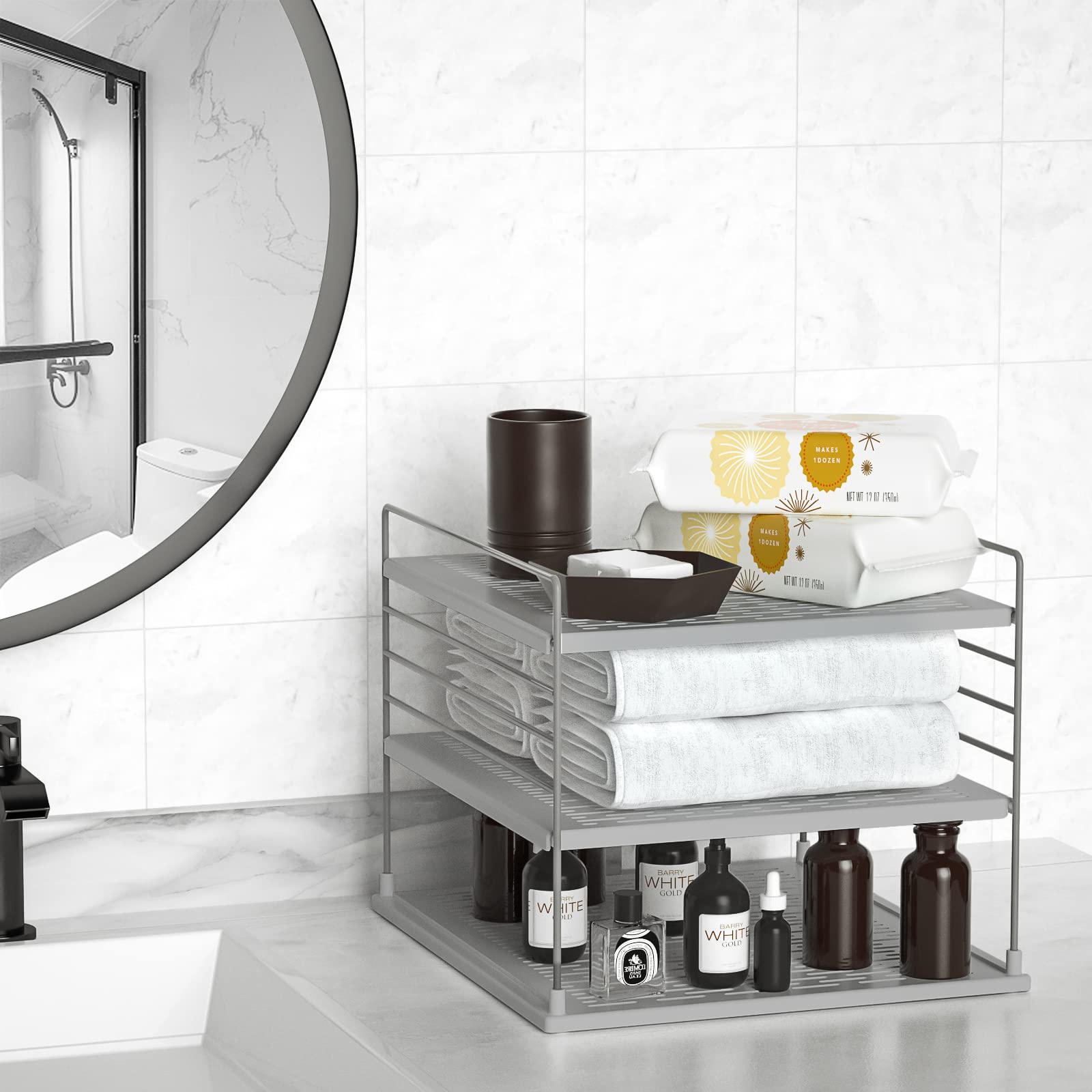 Organisateurs d'armoire et de rangement améliorés – Compartiment divisé pour sac en plastique, enveloppe, aluminium, collations et boîte pour l'organisation de la cuisine et le rangement sous