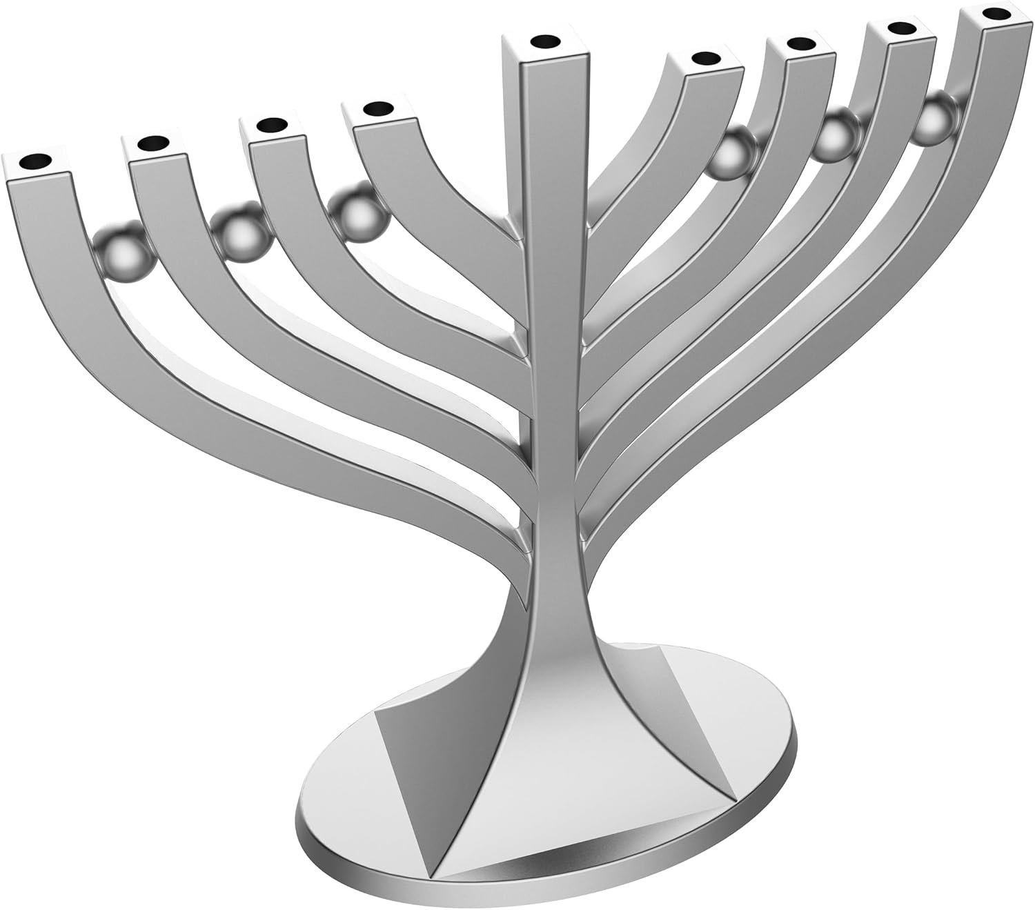 Zion Judaica Mini Classic Menorah with Mini Birthday Size Hanukkah Candles - Satin Silver Small Travel Minorah with 44 Blue and White Spiral Chanukah Candles - On The Go Hanukkiah Cute Hanukkah Gift