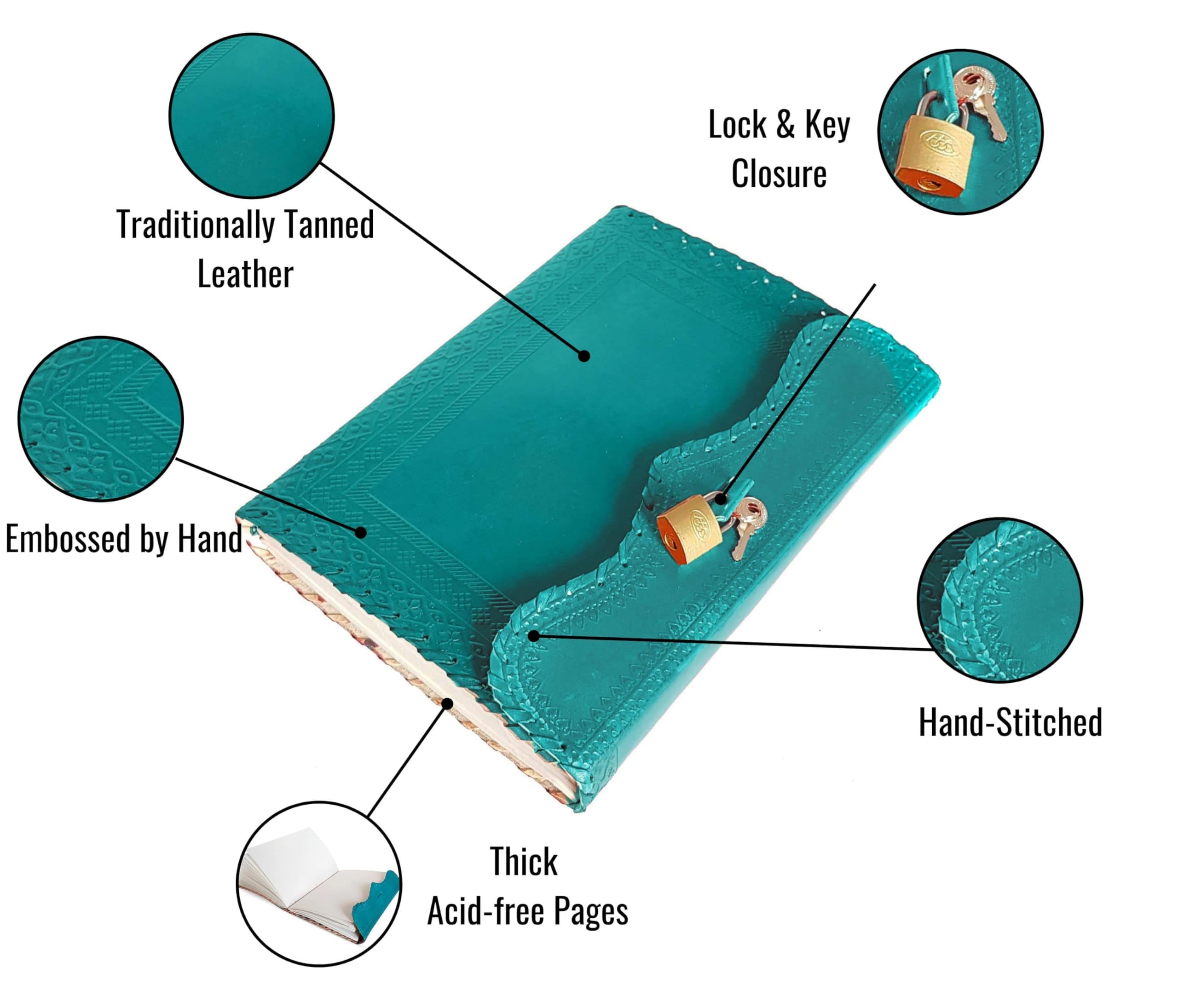 Craftezo Leather Journal With Lock And Key, Writing Pad Blank Notebook Handmade Notepad Men - View #2