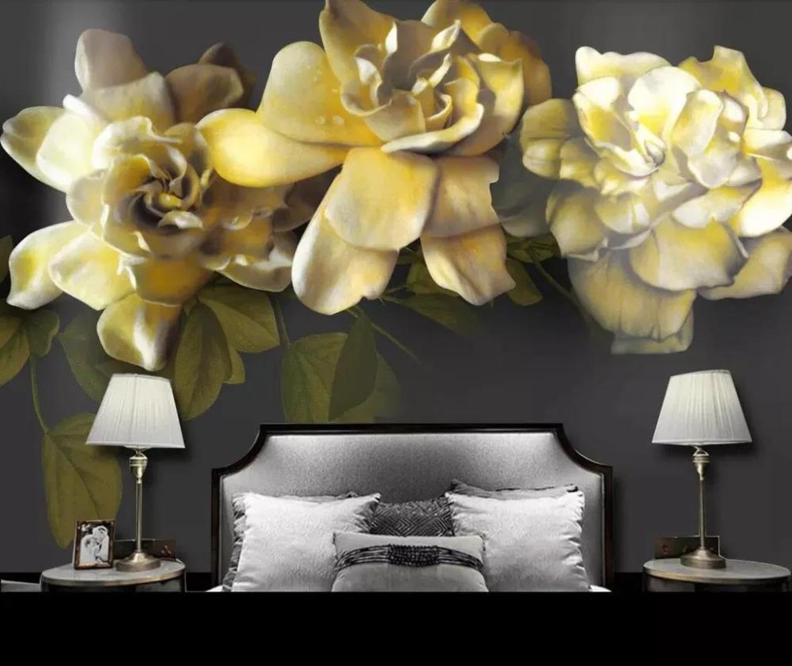 Papier peint mural 3d fleurs tissu non tissé ILIYA salon et chambre