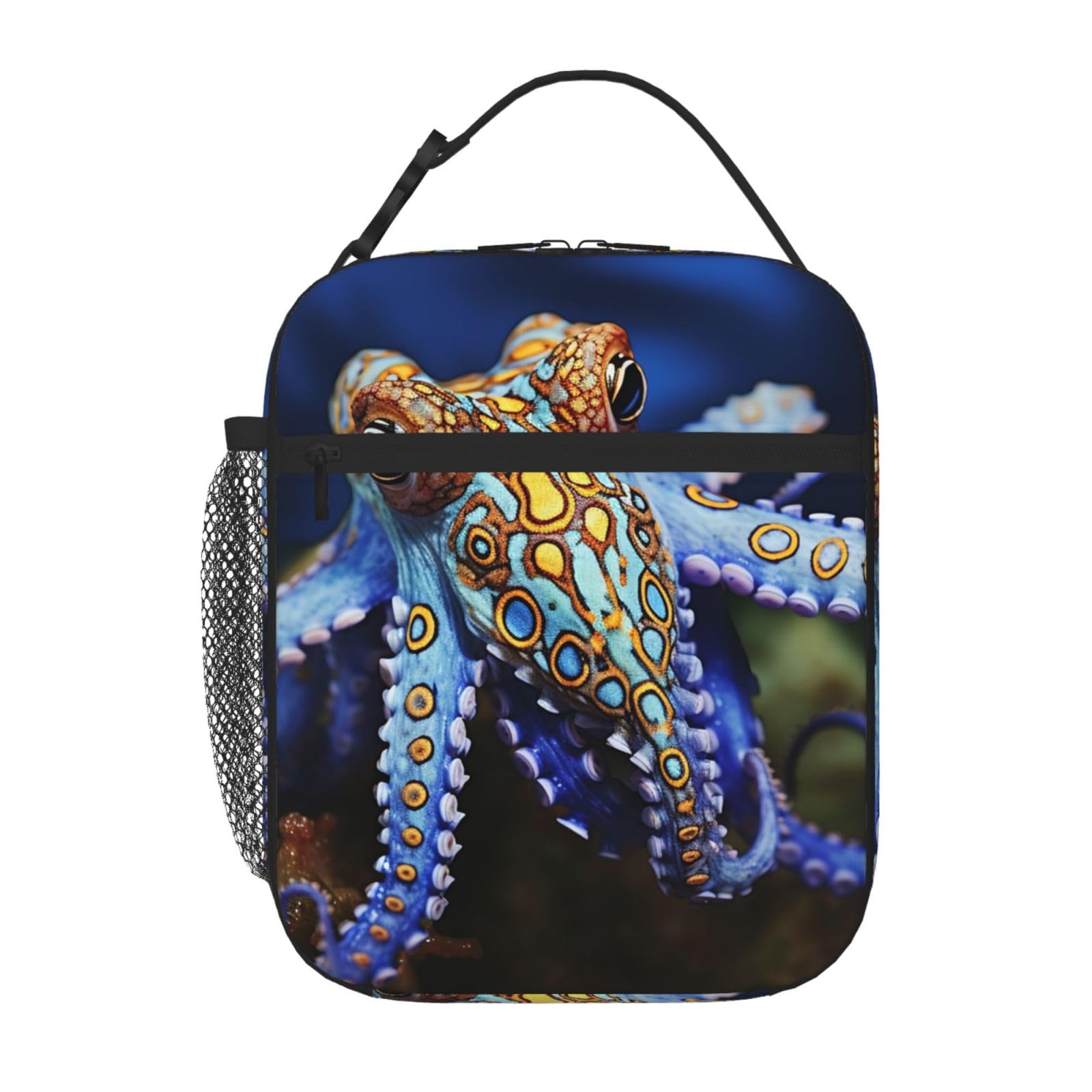 Insulated Lunch Bag Lunch Box for Men Women Blue Ringed Octopus Lunchbox Lunch Tote Bag for Picnic Working