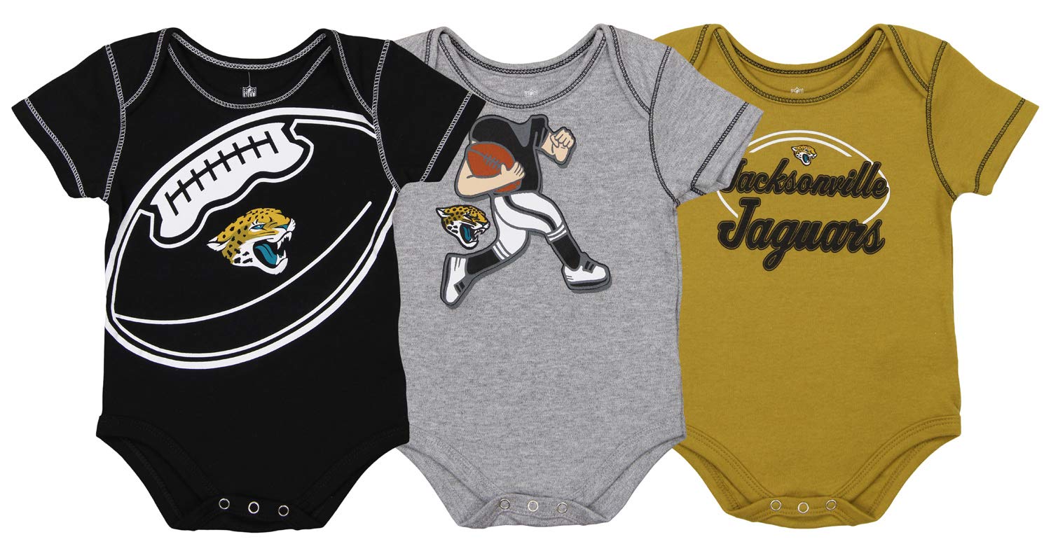 Outerstuff NFL Boys Newborn and Infant Assorted Team 3 Pack Creeper Set, Jacksonville Jaguars 3-6 Months