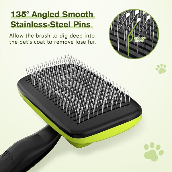 Pecute Brosse Chien/Chat, Brosse à Poils Longs/Courts pour Chat, Brosses de Toilettage Autonettoyante pour Chien, Acier Inoxydable, démêle les enchevêtrements et réduire la chute jusqu'à 95%, S - 4