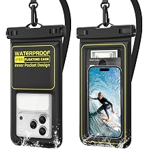 2Pack IP68 Floating Waterproof Phone Pouch with Cards Holder [Black]