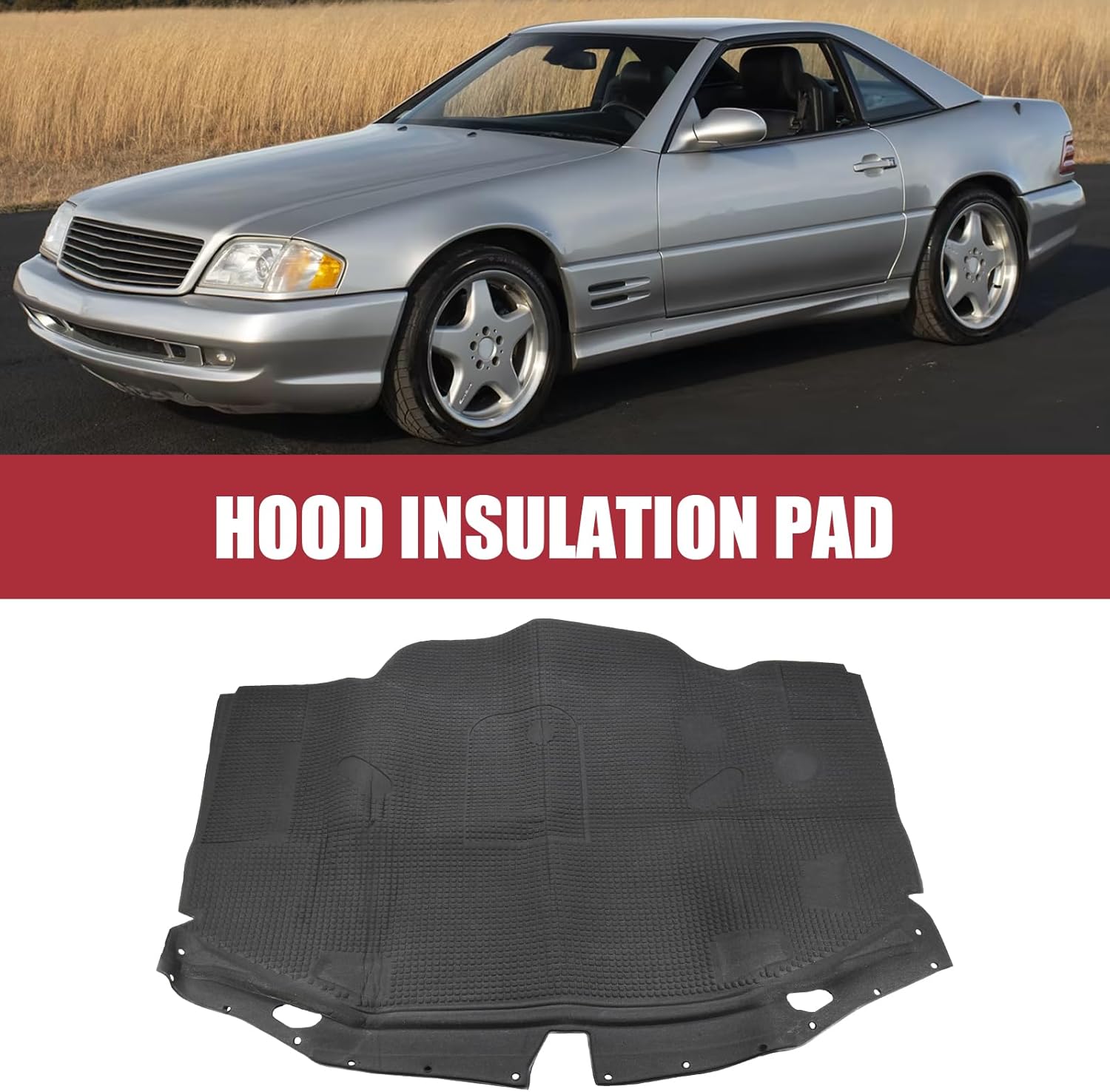Hood Insulation Pad Compatible with Mercedes Benz 1990-1993 300SL 500SL 600SL 1994-1997 SL320 1994-2001 SL500 1994-2000 SL600 2002 R129 Chassis Sound Deadening Hood Mat Replace#1296802025 A1296802025