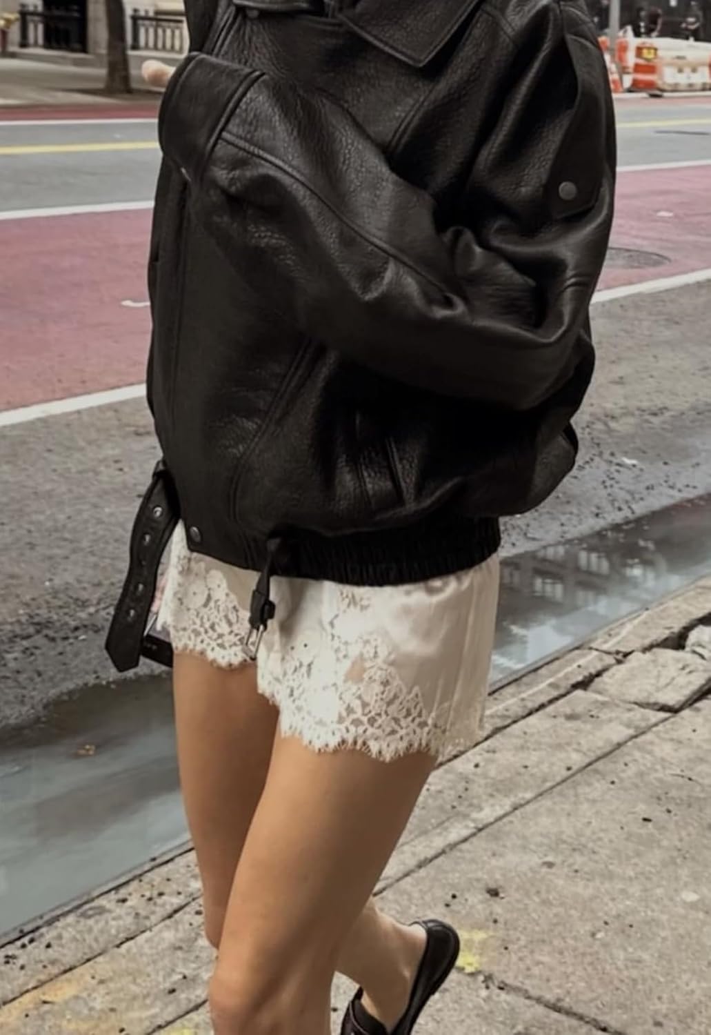 Women Satin Lace Trim Shorts Mini Micro Shorts Silk Slip Bottoms - Image 5