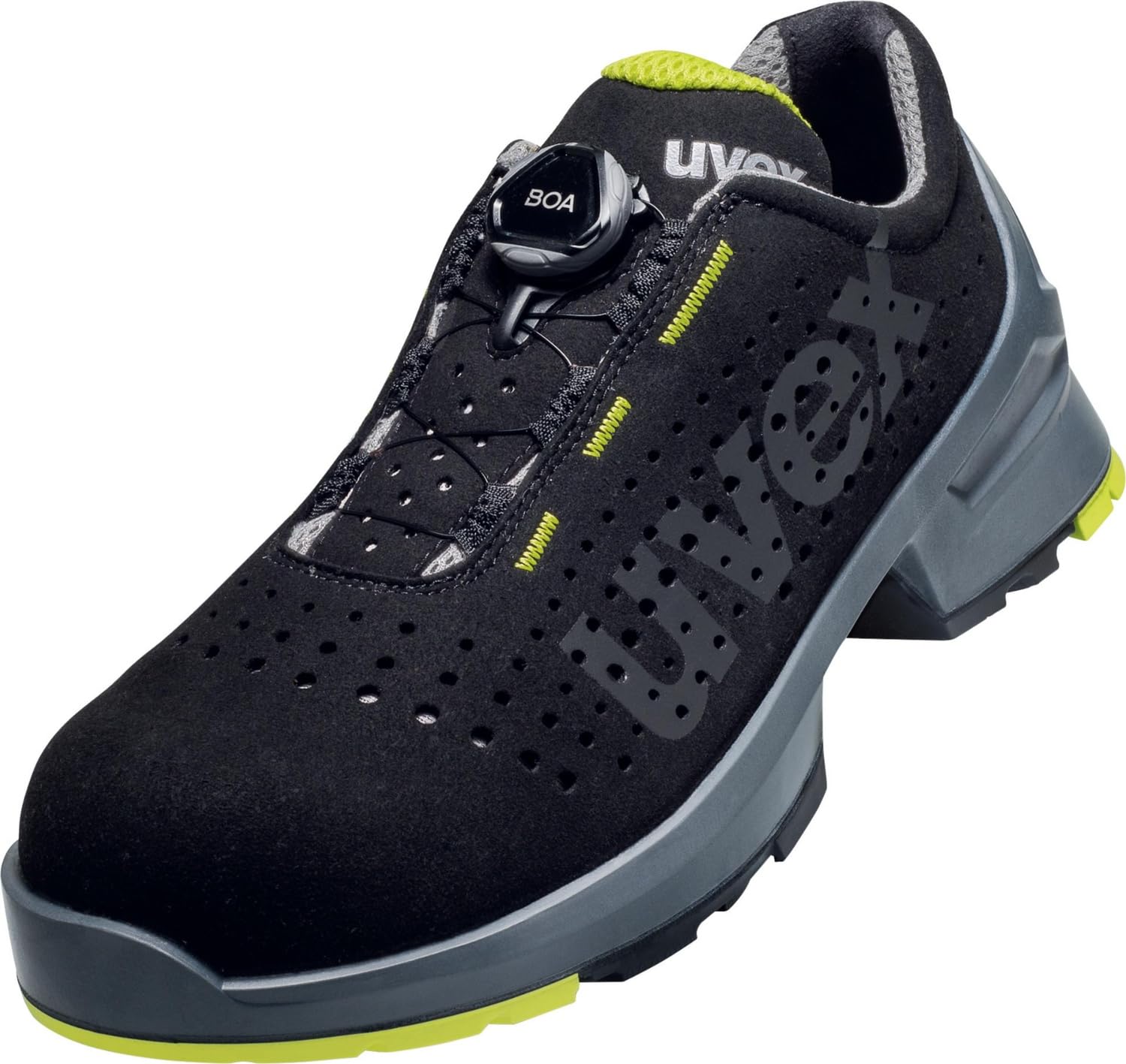 Uvex 1 buty robocze BOA - S1 SRC ESD - limonkowo-czarne - szeroko?? 10 / w?skie, limonkowy czarny, 51 EU