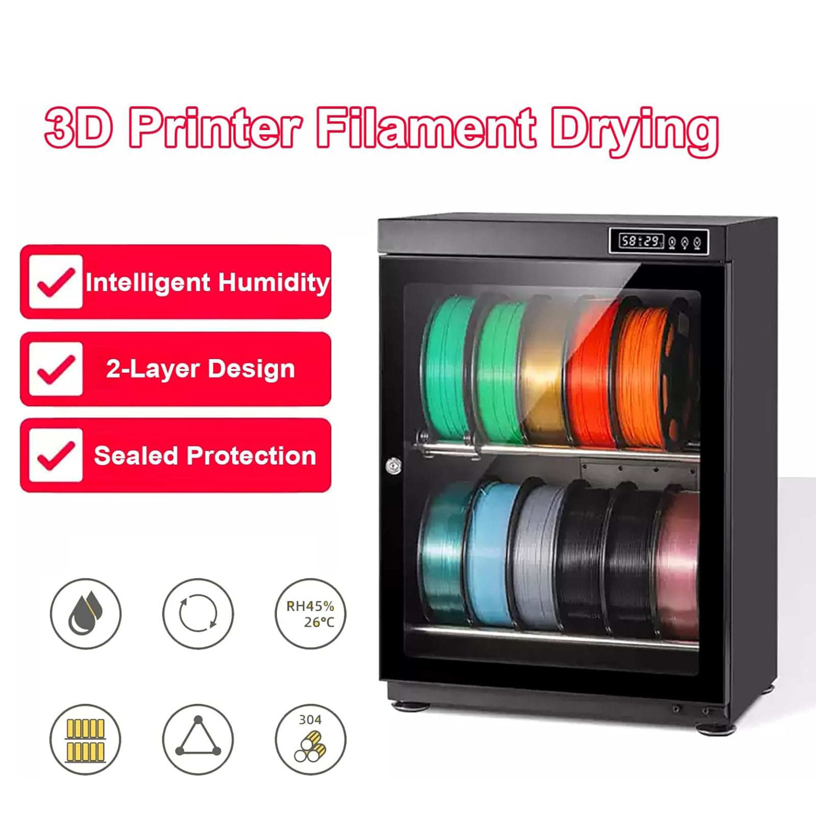 Armadietto asciutto for filamenti 3D, contenitori for filamenti 3D