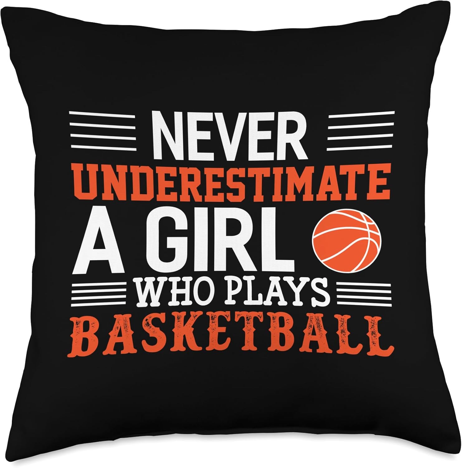 Basketball Never Underestimate A Girl Who Plays Basketball Throw Pillow