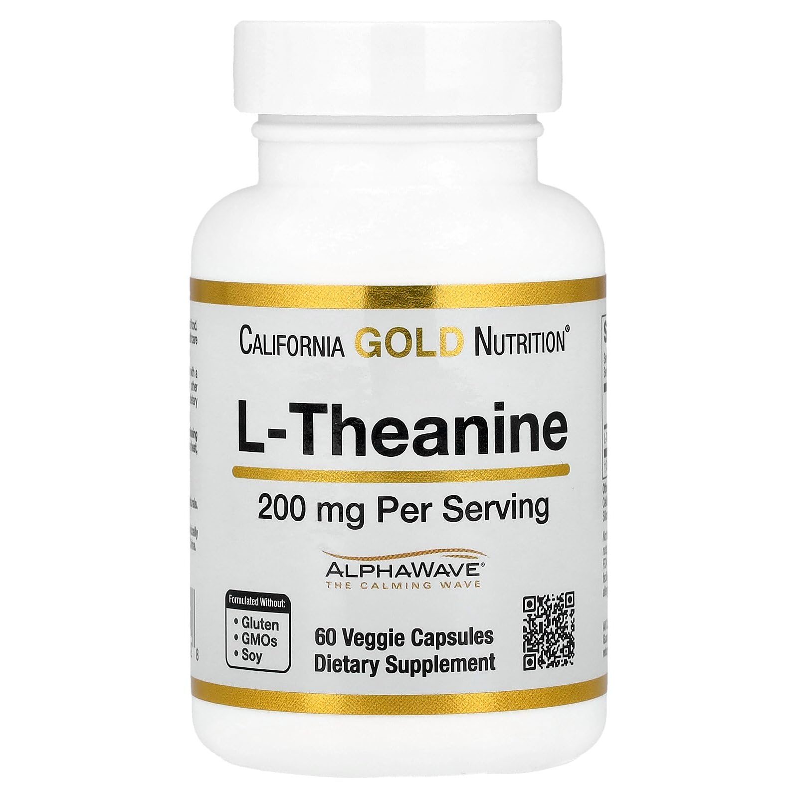 California Gold Nutrition, L-Theanine, Featuring AlphaWave®, 200 mg, 60 Veggie Capsules