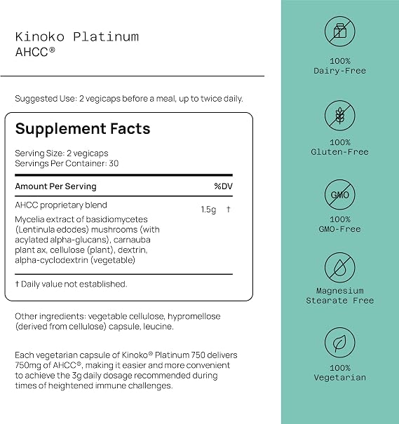 Quality of Life AHCC Kinoko Platinum and Advasorb Vitamin C - Immune Support Bundle