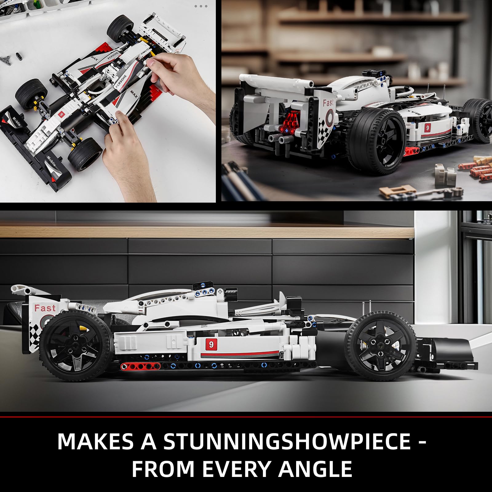 Mould King Technik Formula Rennauto Bausteine, 1235 Teile Statische Version Sportwagen Bauset, Rennwagen Bausatz als Geschenk/Spielzeug für Jungen & Mädchen ab 10 Jahren oder Erwachsene
