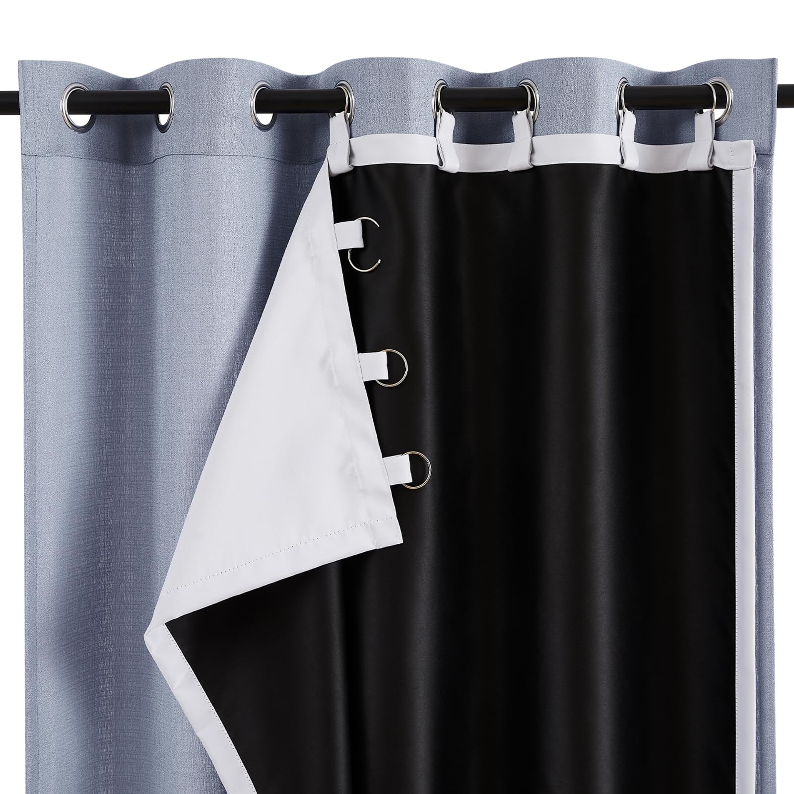 Melodieux Doublure de Rideau 100% Occultant pour Rideaux de 96 Pouces de Long, Doublure Occultante à Isolation Thermique pour Draps Transparents, Blanc Cassé/Noir, 101,6 x 233,7 cm, 2 Panneaux