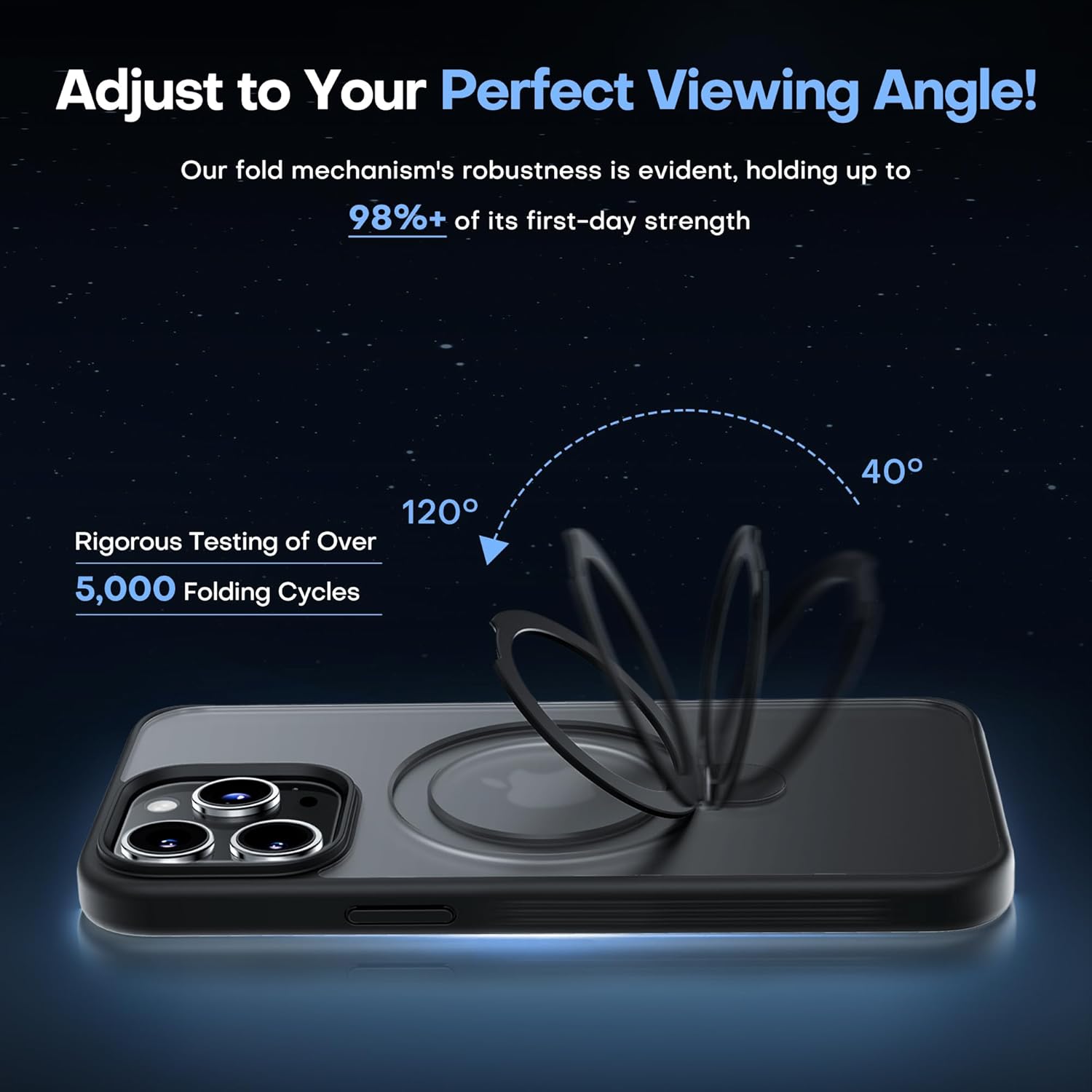 ImpactStrong Magnetic Guard for iPhone 15 Pro Max Case with Stand [Military Drop Protection] [for MagSafe Charging] Shockproof Translucent Matte Phone Cover, Black