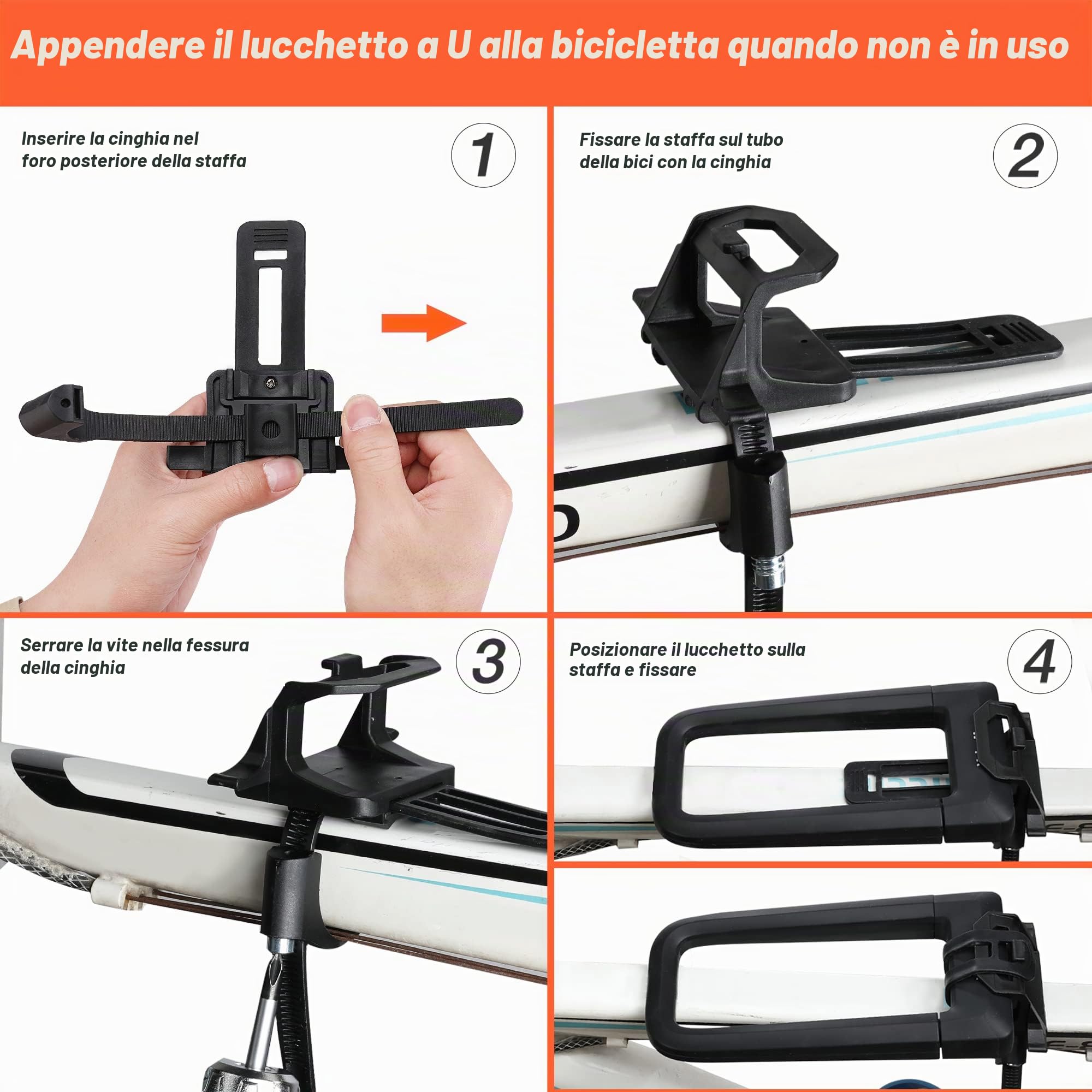 ValueMax Lucchetti a U per Bicicletta, Lucchetto per Bici a U impieghi gravosi, Lucchetto Bici Antifurto a U con 2 chiavi e Supporto, Adatto per Biciclette, Veicoli Elettrici, Motocicli